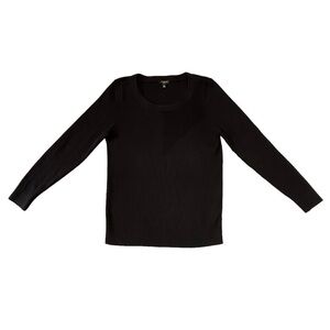 Talbots Crew Neck Chevron Ribbed Cotton Blend Sweater. Black Size MP #866